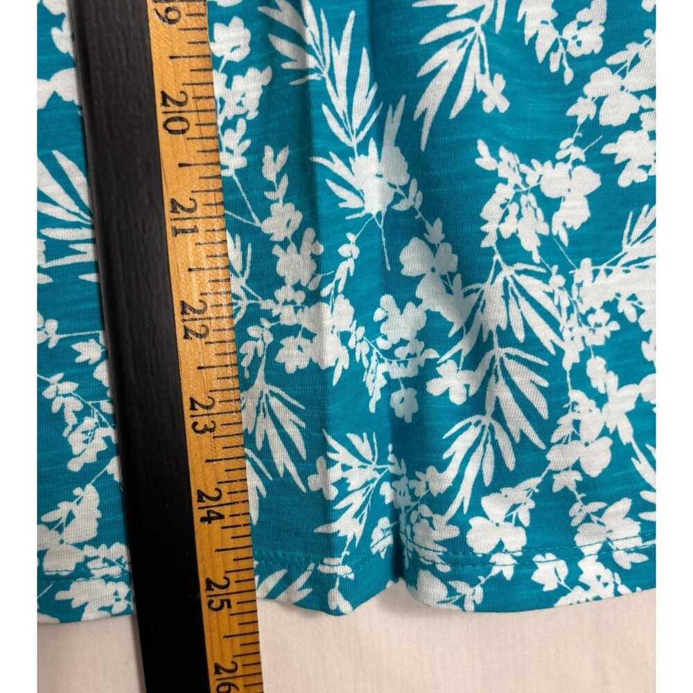 NWT Liz Claiborne Top Womens XL Turquoise Flutter Sleeve Tropical Cottage Casual - Picture 8 of 8